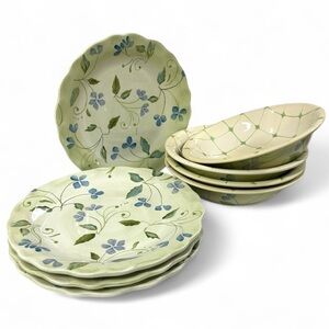 Tracy Porter Evelyn Collection Plates & Bowls Set Handpainted Floral Vintage